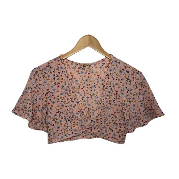 H&M Floral Boho Cottage Core Twist Front Crop Top Women’s Size 2 XS - Picture 2 of 5